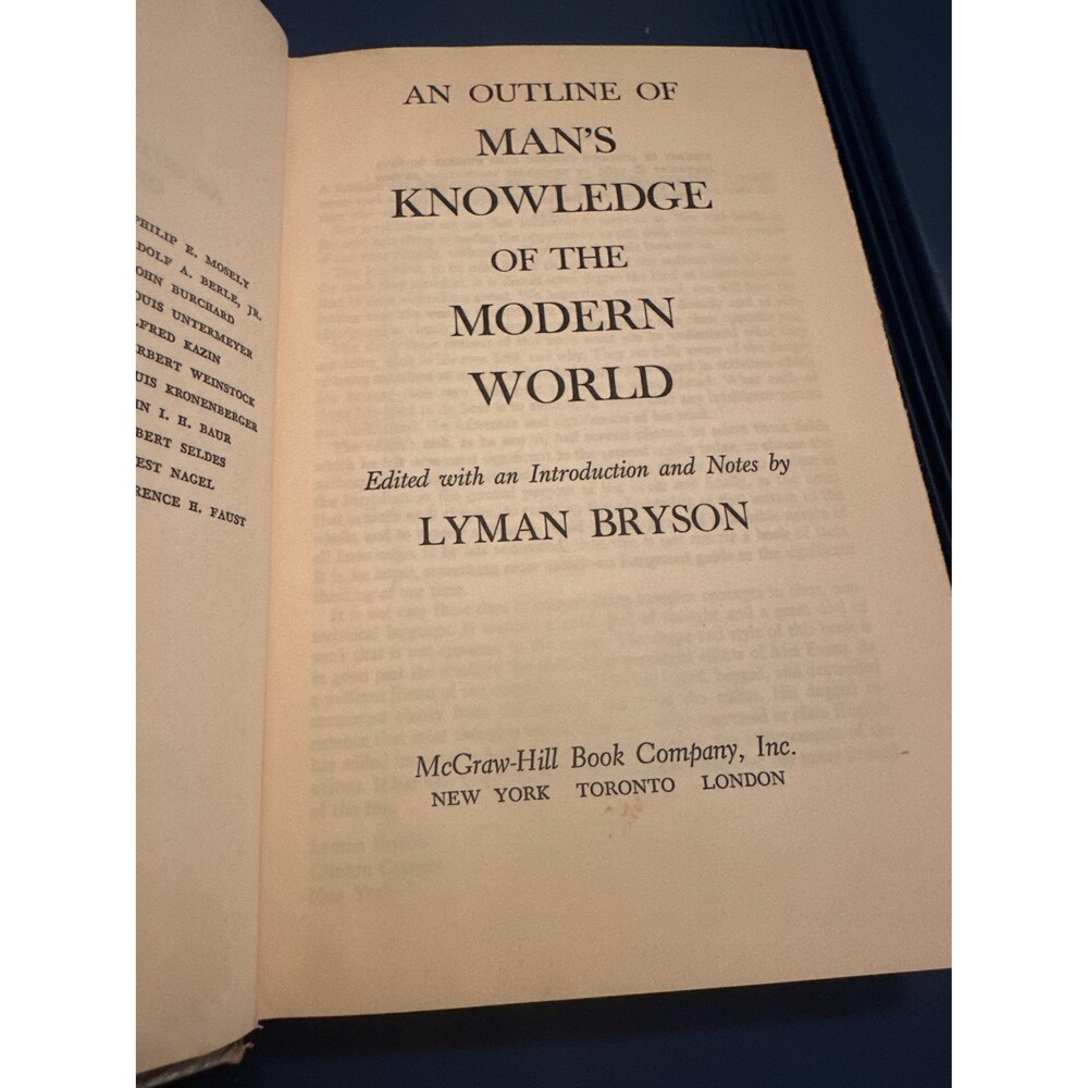 An Outline of Man’s Knowledge of the Modern World Lyman Bryson Hardcover 1960